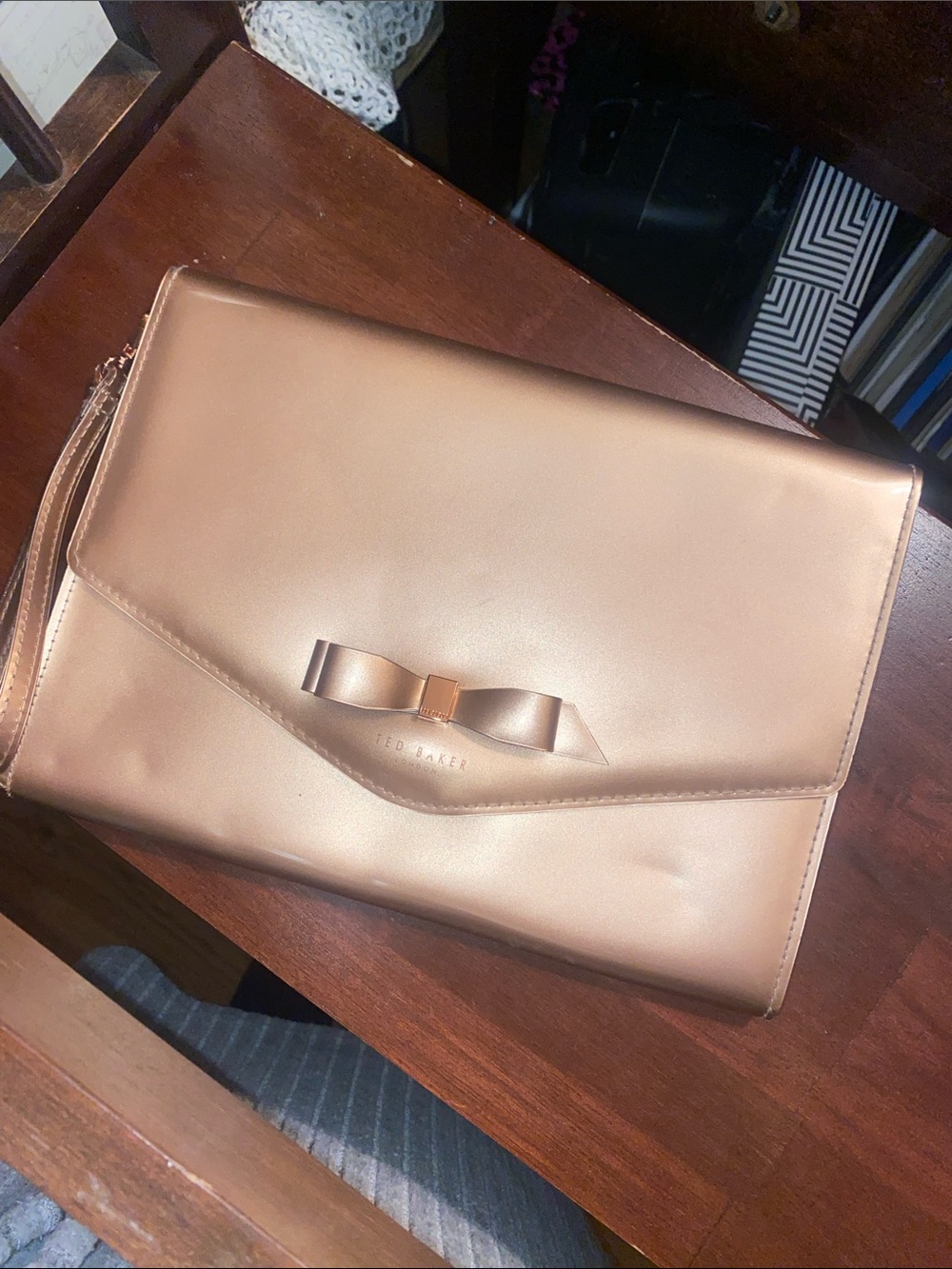 Ted Baker - Metallic Gold Bow -Envelope Clutch